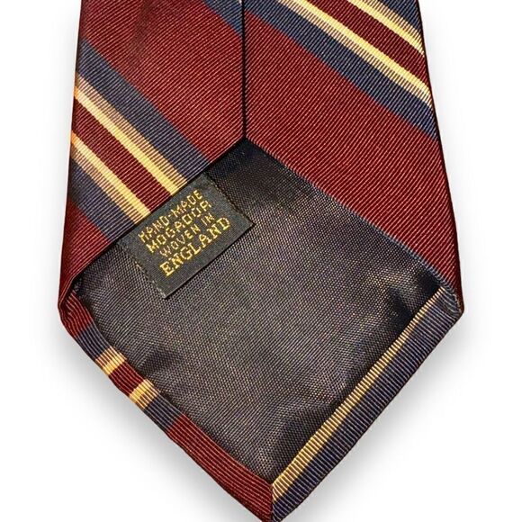 Ferrell Reed Rep Stripe Navy & Red Made in USA Neck Tie - Picture 3 of 7